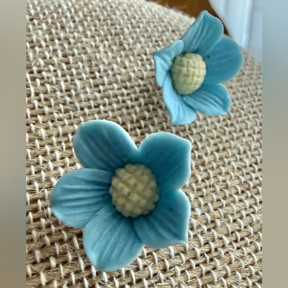 3 piece Blue Lucite &  Acrylic Faceted Necklaces and ceramic artisan earrings - Picture 11 of 14